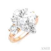 1 Ctw Tri-Mount Pear Shape Round Cut Diamond Semi Mount Engagement Ring in 14K Rose and White Gold